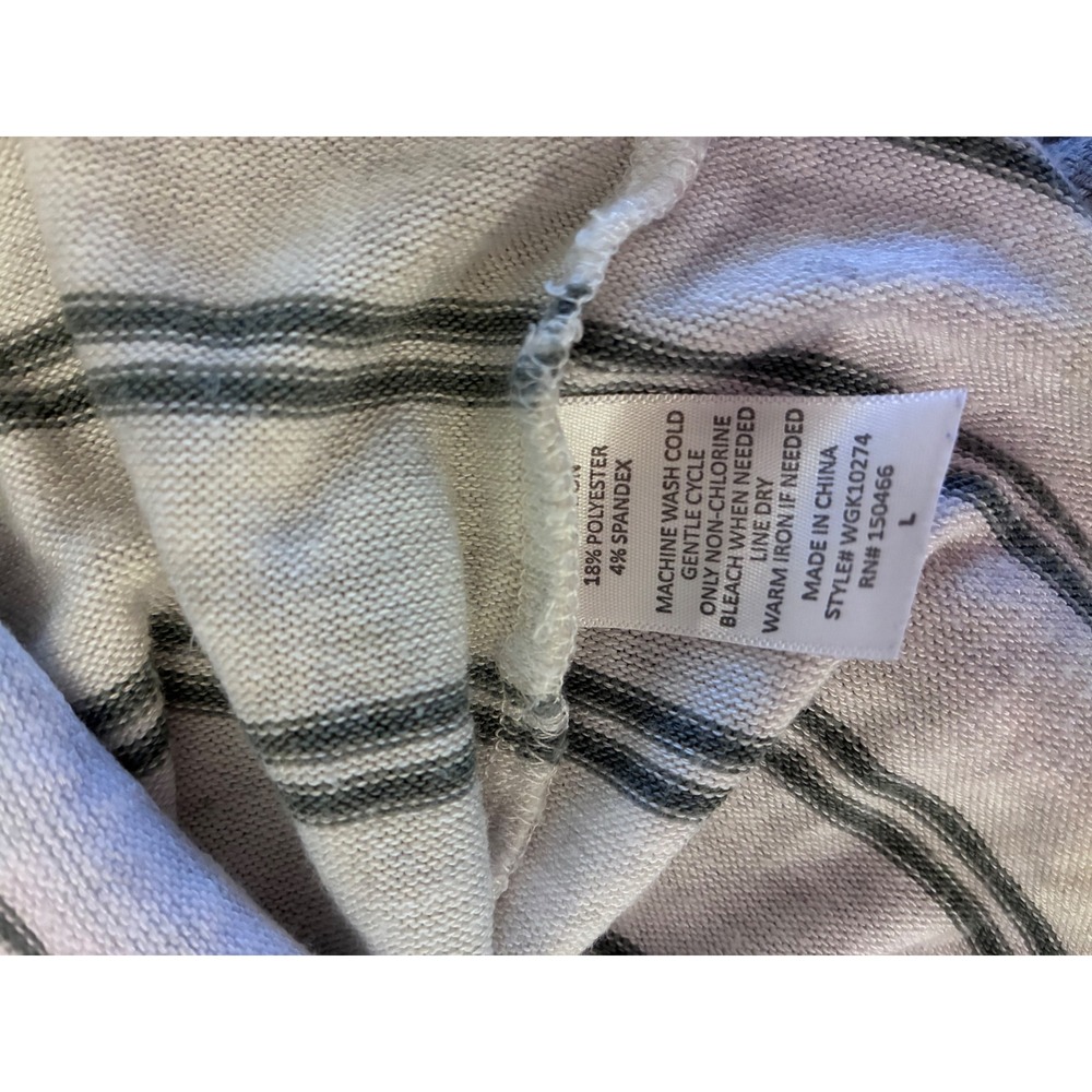 Market & Spruce Women White Grey Striped Knit Hoodie V-Neck Size L - Picture 5 of 6